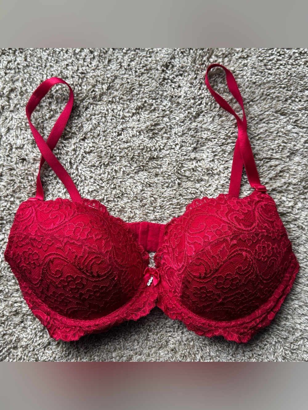 Smart & Sexy Red Lace Push Up Bra 34D Underwire Padded Lingerie